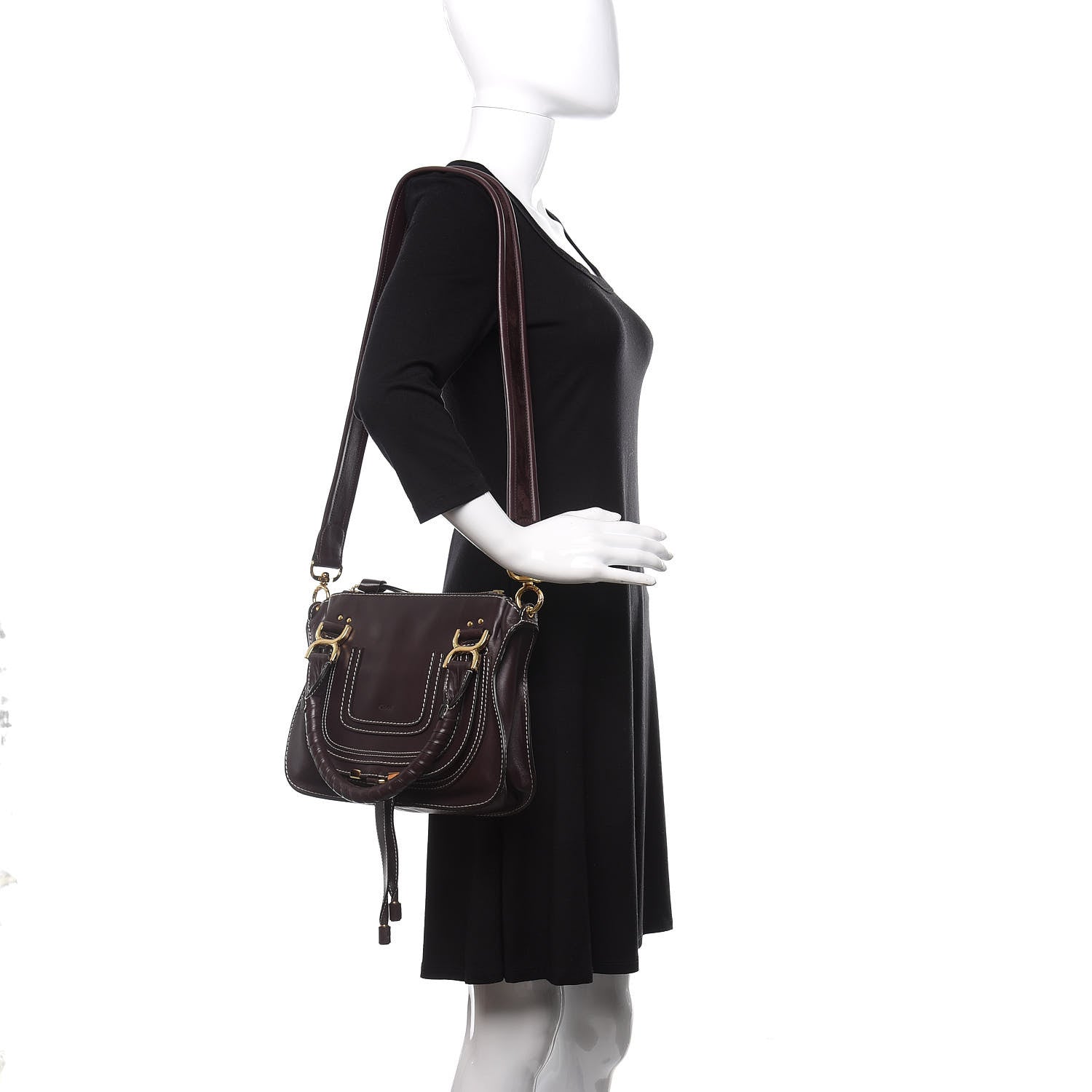 Chloe Smooth Calfskin Small Marcie Satchel Black Raisin 2 of 11