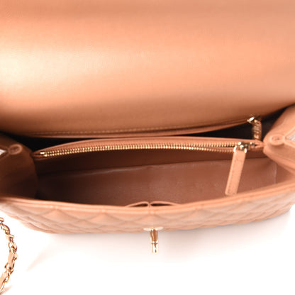 Chanel Caviar Quilted Lizard Embossed Small Coco Handle Flap Brown 5 of 10