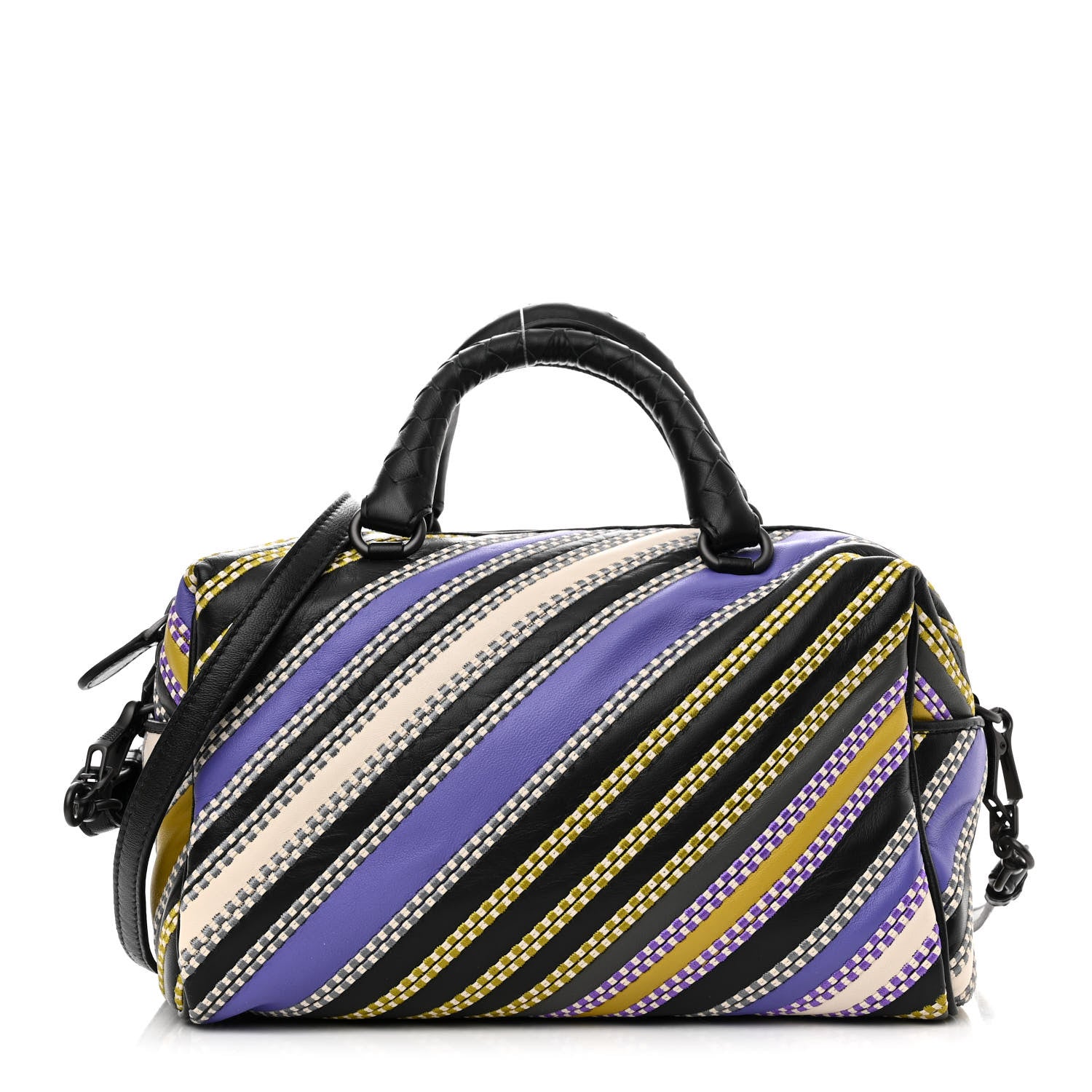 Bottega Veneta Nappa Diagonal Stripe Boston Lavender Black Multi 1 of 10