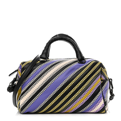Bottega Veneta Nappa Diagonal Stripe Boston Lavender Black Multi 1 of 10