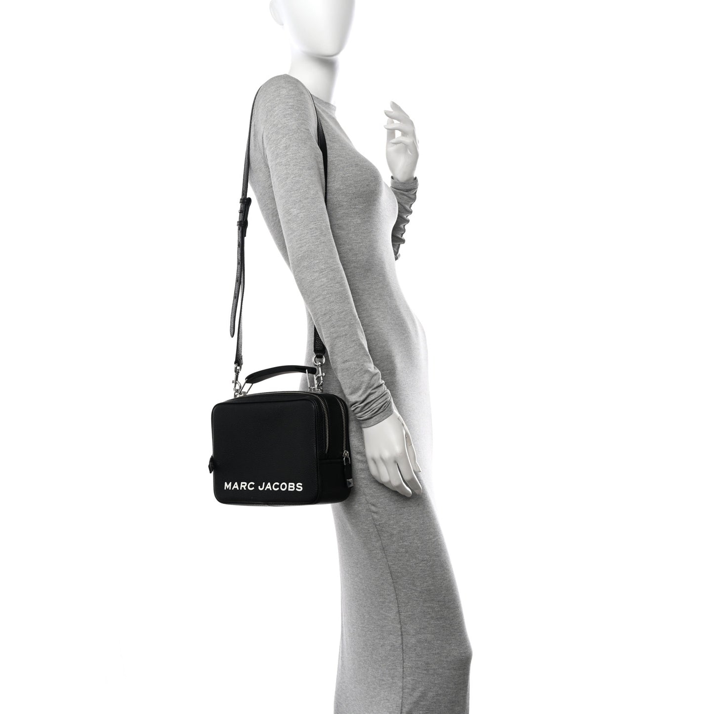 Calfskin Soft Box 23 Shoulder Bag Black White