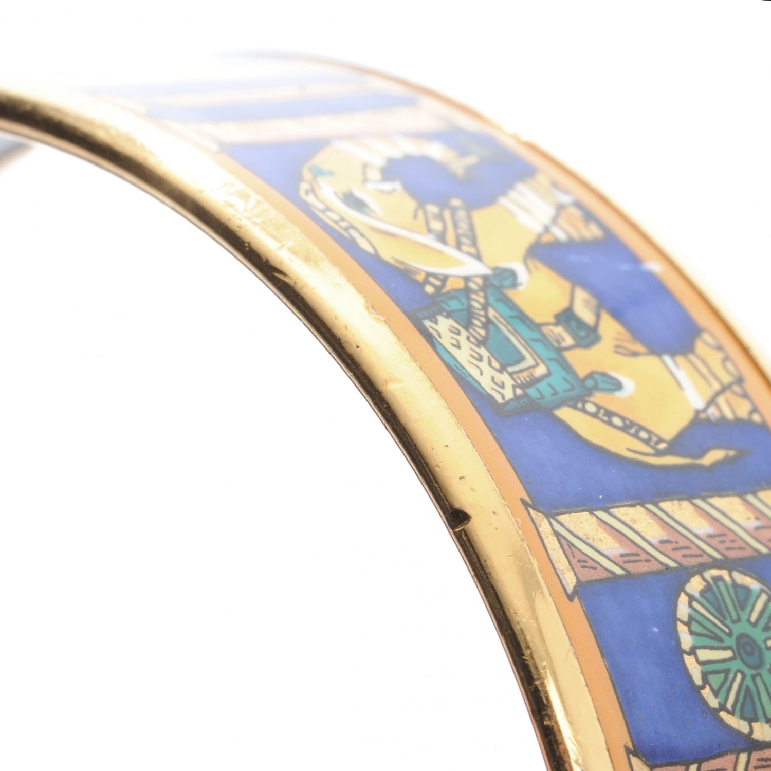 Hermes Enamel Printed Elephant Torana Wide Bracelet 65 6 of 8
