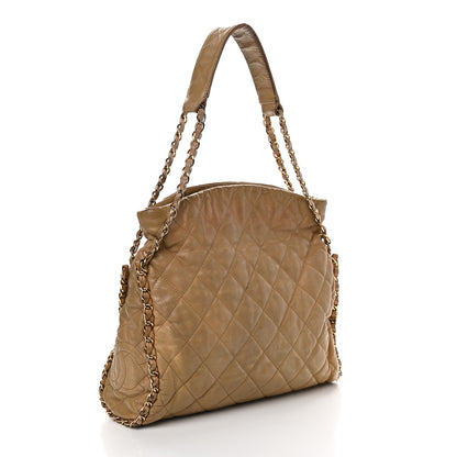 Chanel Calfskin Quilted Medium Chain Me Hobo Beige 2 of 8