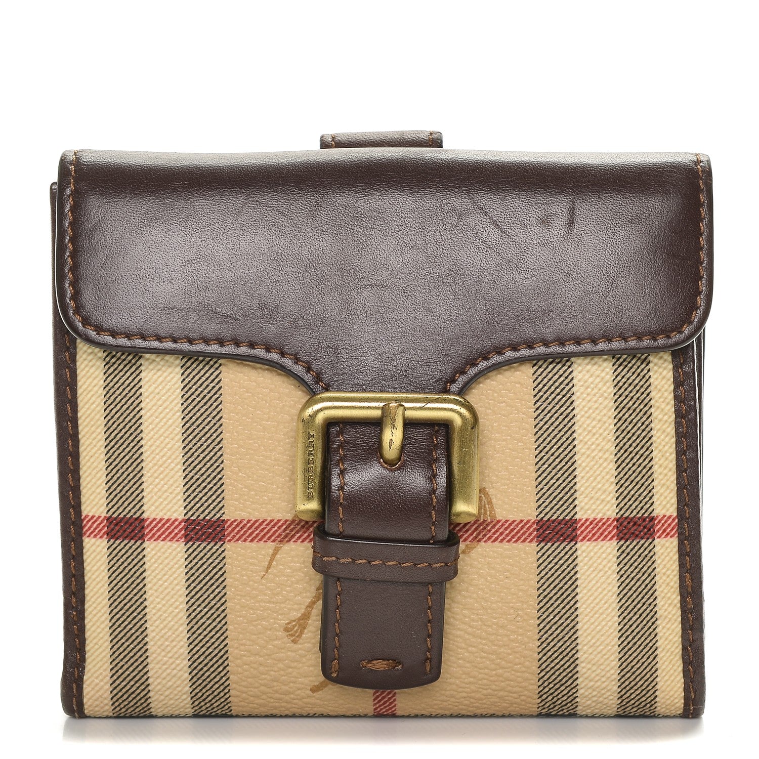 Burberry Haymarket Check Compact Wallet Brown 1 of 5