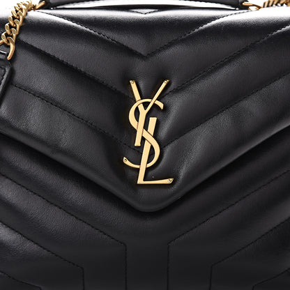 Saint Laurent Calfskin Y Quilted Monogram Small Loulou Chain Satchel Black 7 of 10