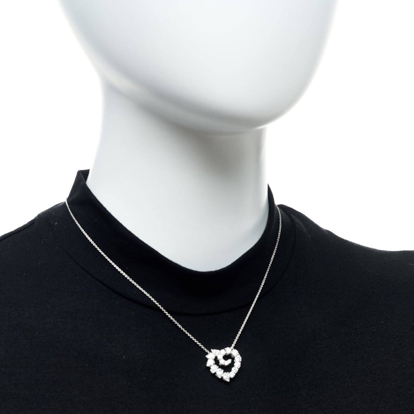 Platinum Diamond Garland Small Heart Pendant Necklace
