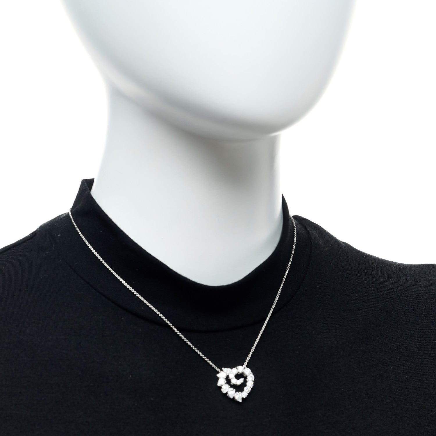 Harry Winston Platinum Diamond Garland Small Heart Pendant Necklace 2 of 6