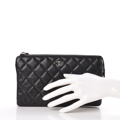 Chanel Caviar Quilted Large Zipped Clutch Black 2 of 9