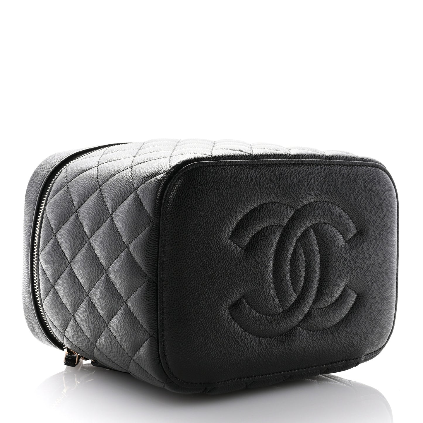 Caviar Quilted Large Vanity Pouch Black