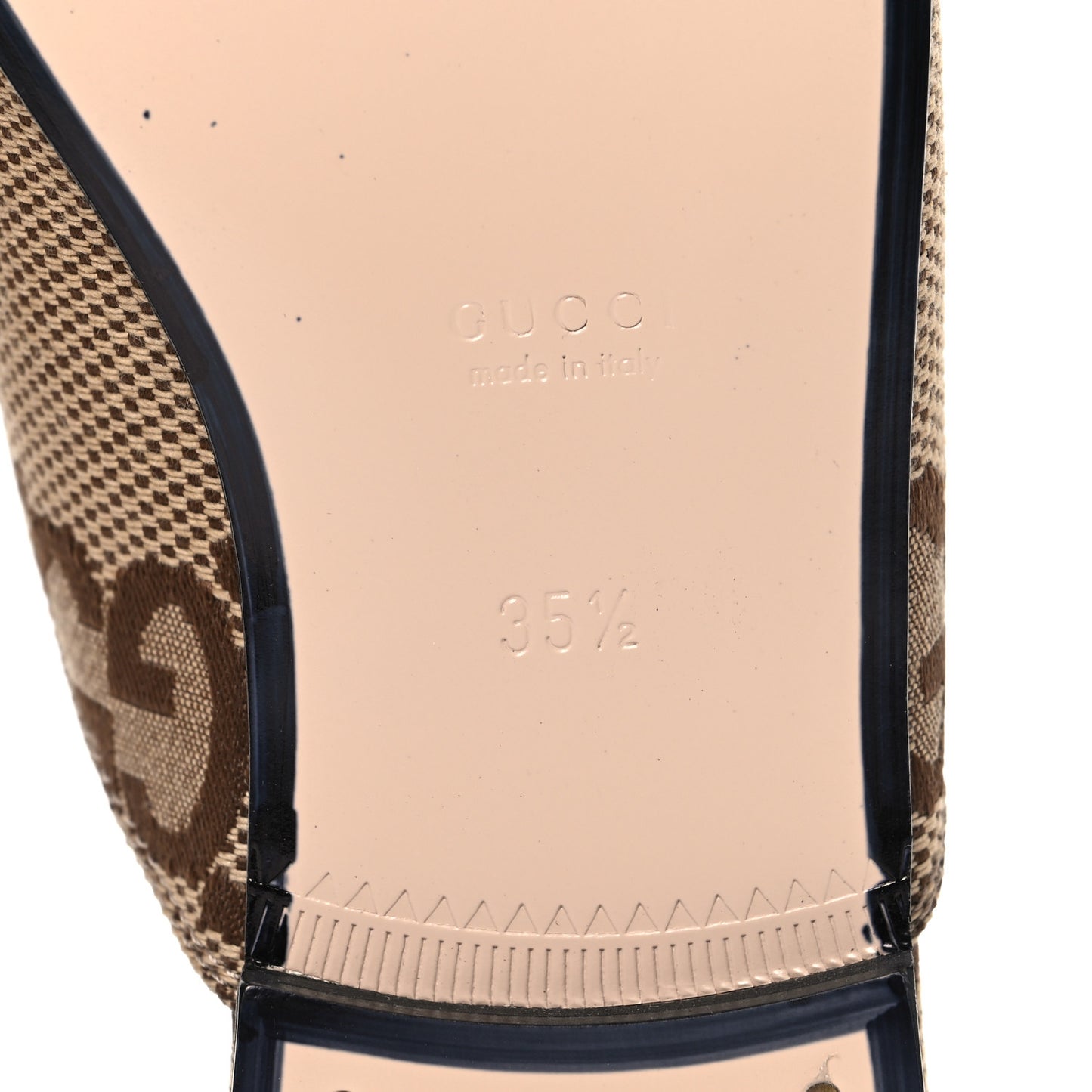 Monogram Jumbo GG Malaga Kid Womens Princetown Slippers 35.5 Camel Ebony New Acero Beige
