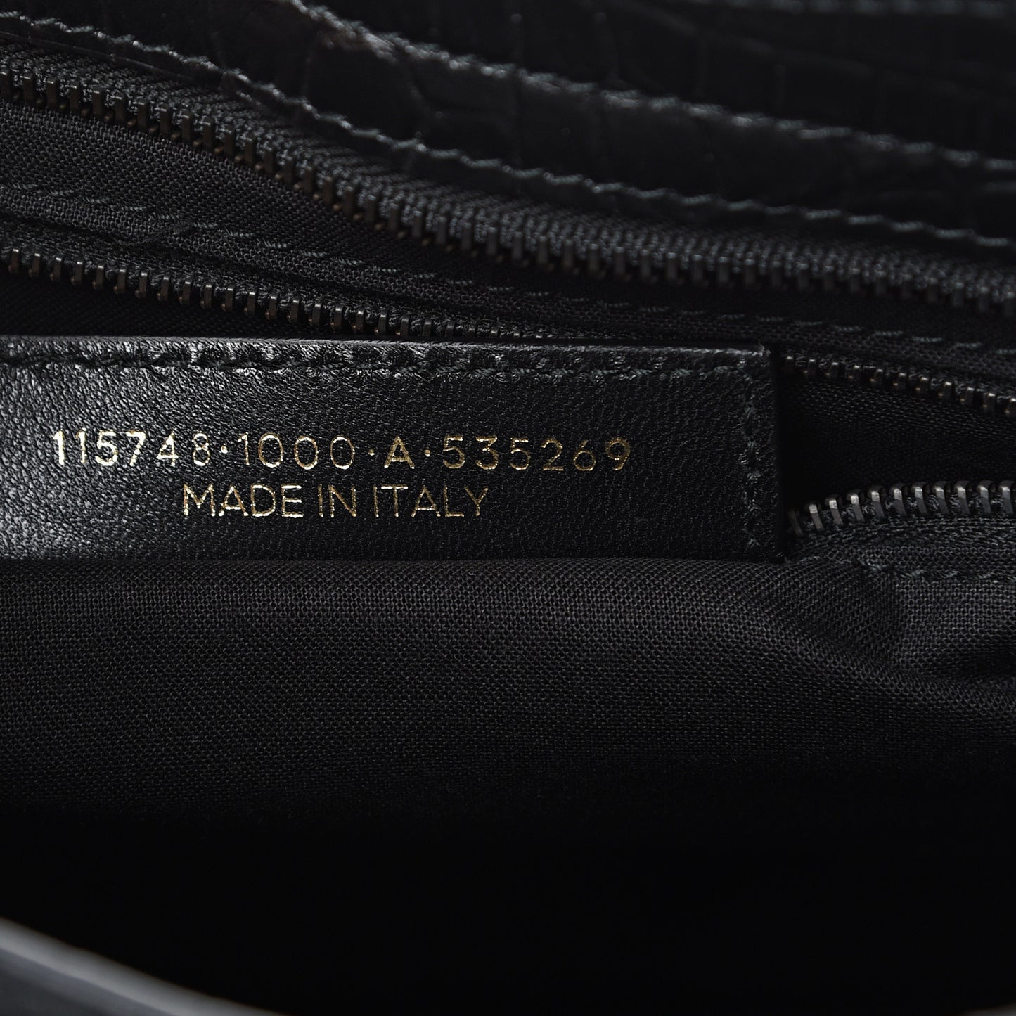 Calfskin Crocodile Embossed Classic Hardware City Black