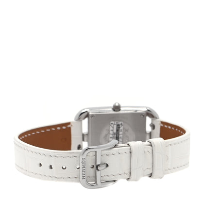 Hermes Stainless Steel Alligator Diamond Mother of Pearl 23mm Cape Cod Quartz Watch Blanc 3 of 5