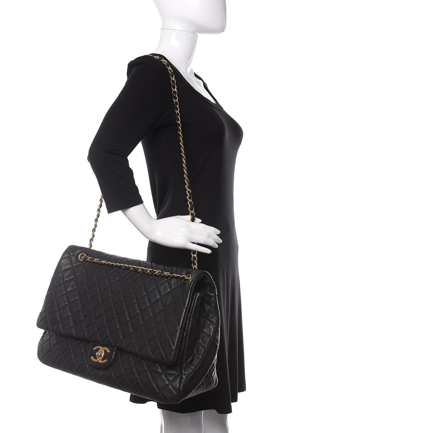 Chanel Calfskin Quilted XXL Travel Flap Bag Black 2 of 11