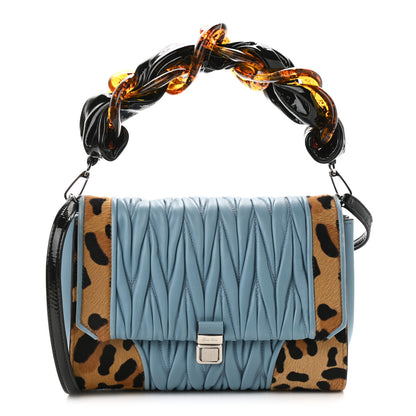 Miu Miu Cavallino Leopard Print Nappa Matelasse Patch Shoulder Bag Miele Moro 1 of 10