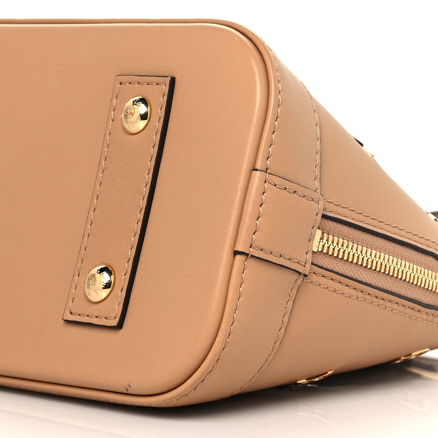 Calfskin Metal Monogram Alma BB Camel Brown