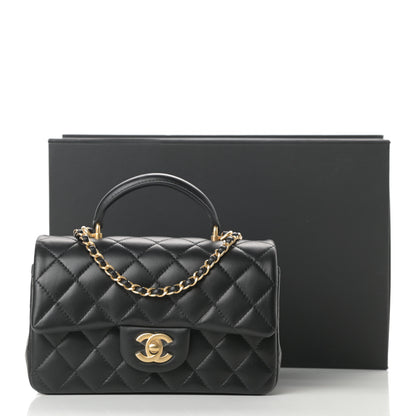 Chanel Lambskin Quilted Mini Top Handle Rectangular Flap Black 12 of 12
