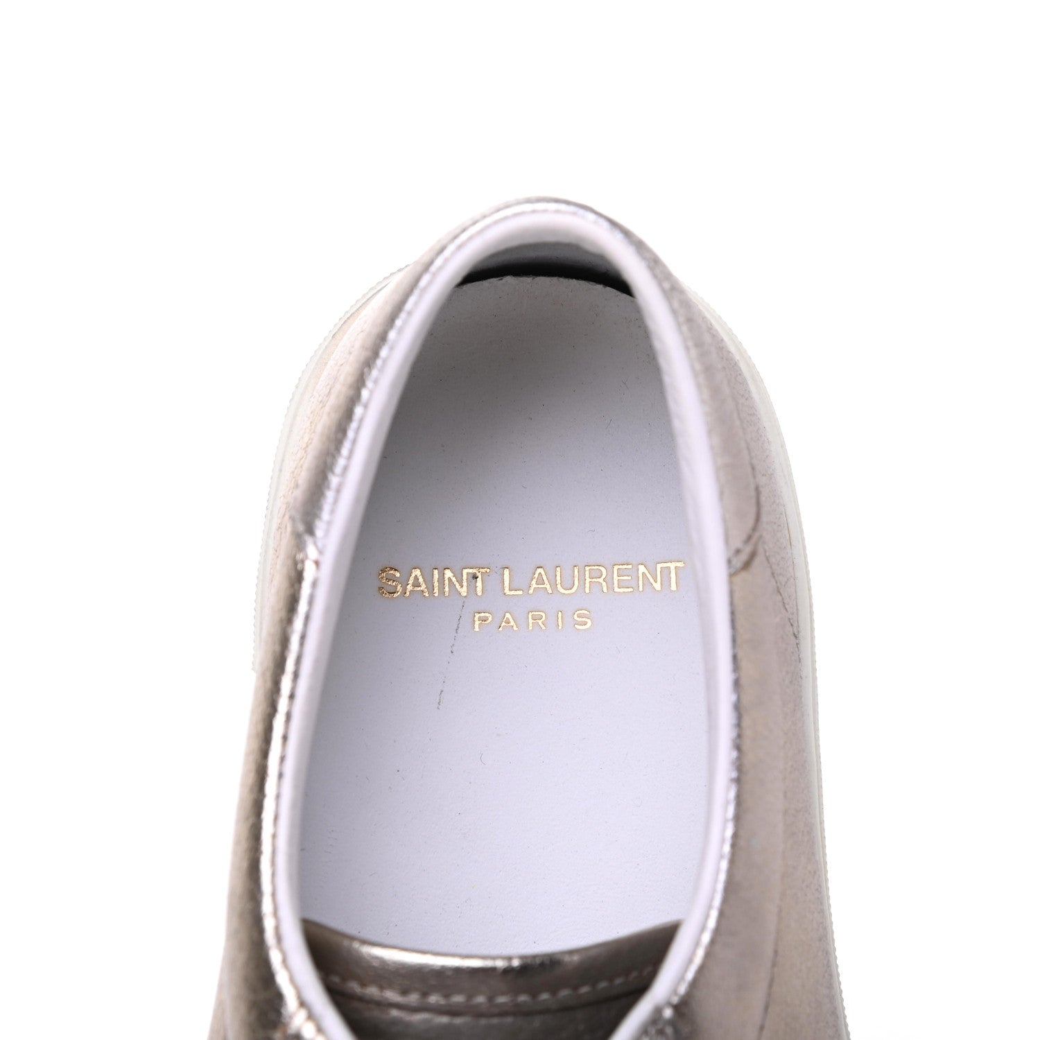 Saint Laurent Metallic Calfskin Court Sneakers 37.5 Pale Gold 7 of 16