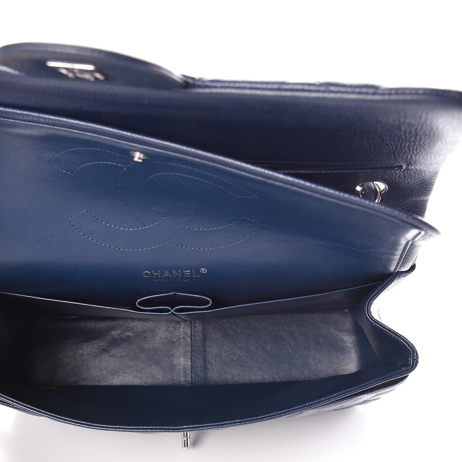 Chanel Caviar Quilted Jumbo Double Flap Navy Blue 6 of 12