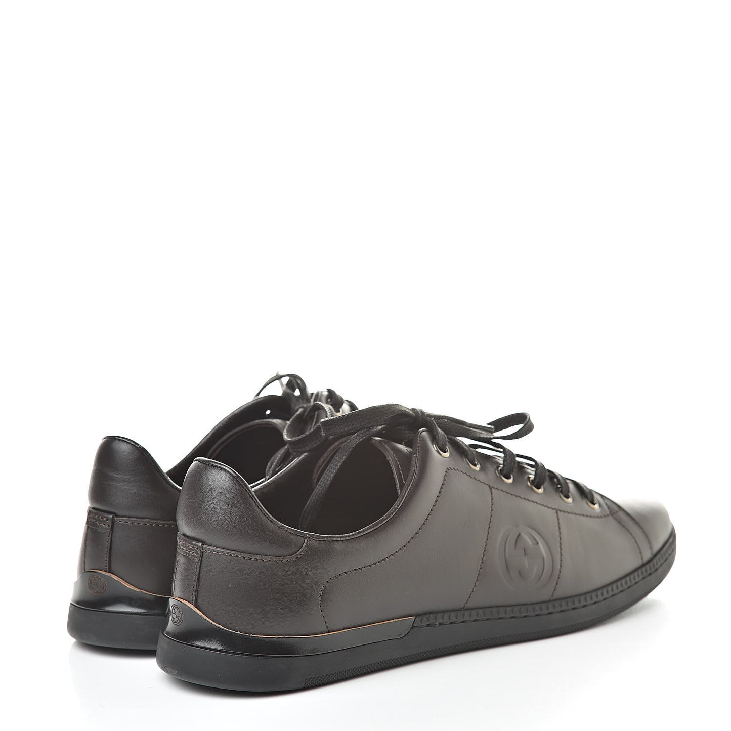 Calfskin Womens Interlocking G Sneakers 40 Dark Brown