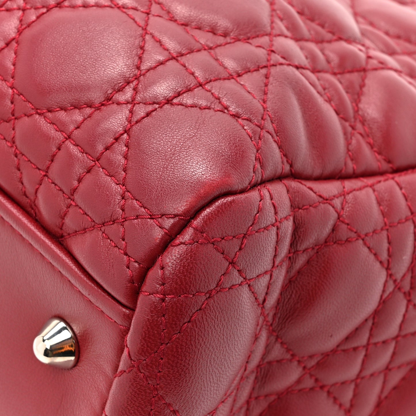 Lambskin Cannage Large Dior Soft Shopping Tote Red