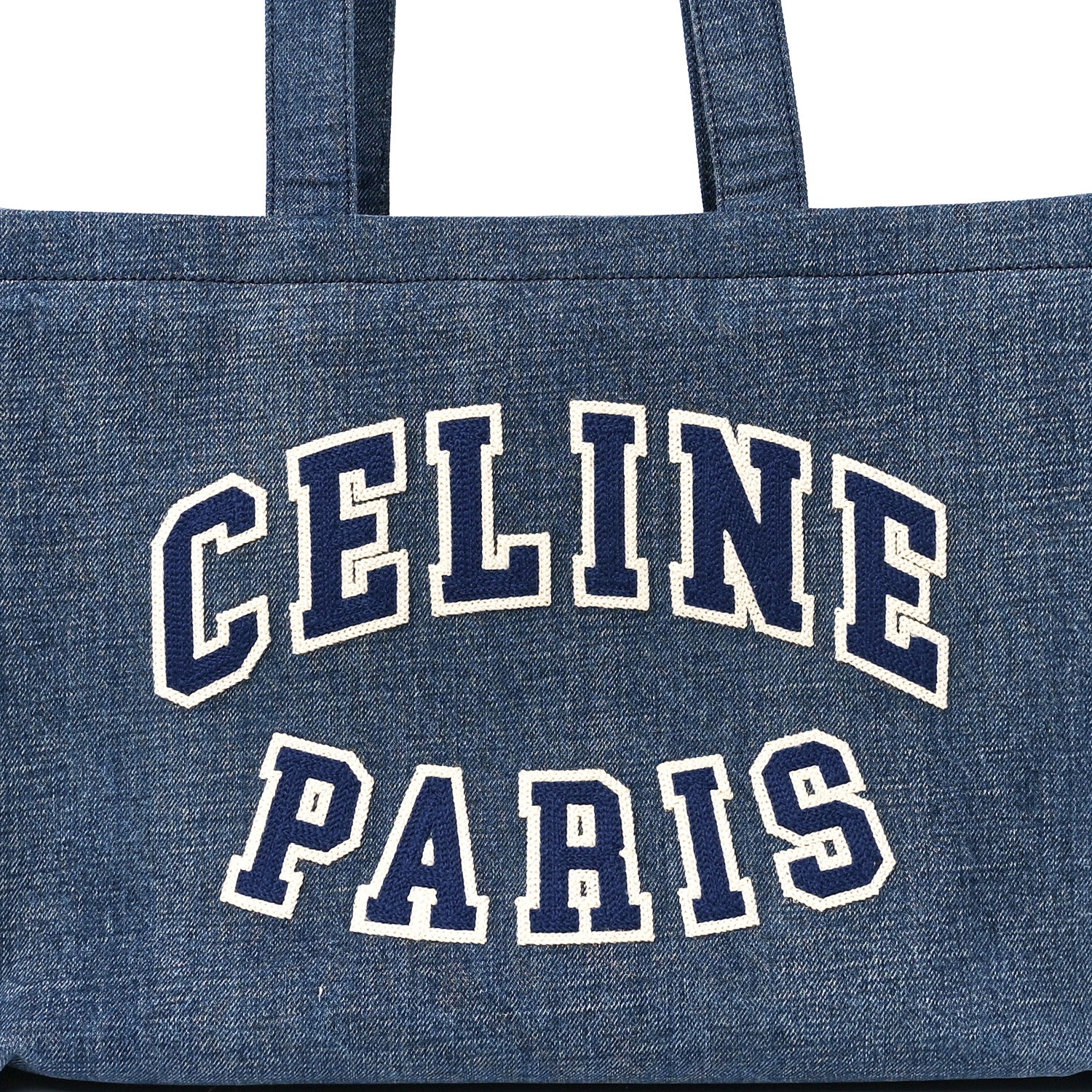 Celine Denim Large Thais Cabas Navy Tan 7 of 10