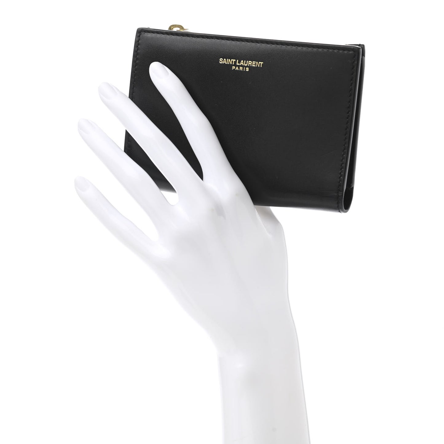 Calfskin Monogram Bi-Fold Zipped Wallet Black