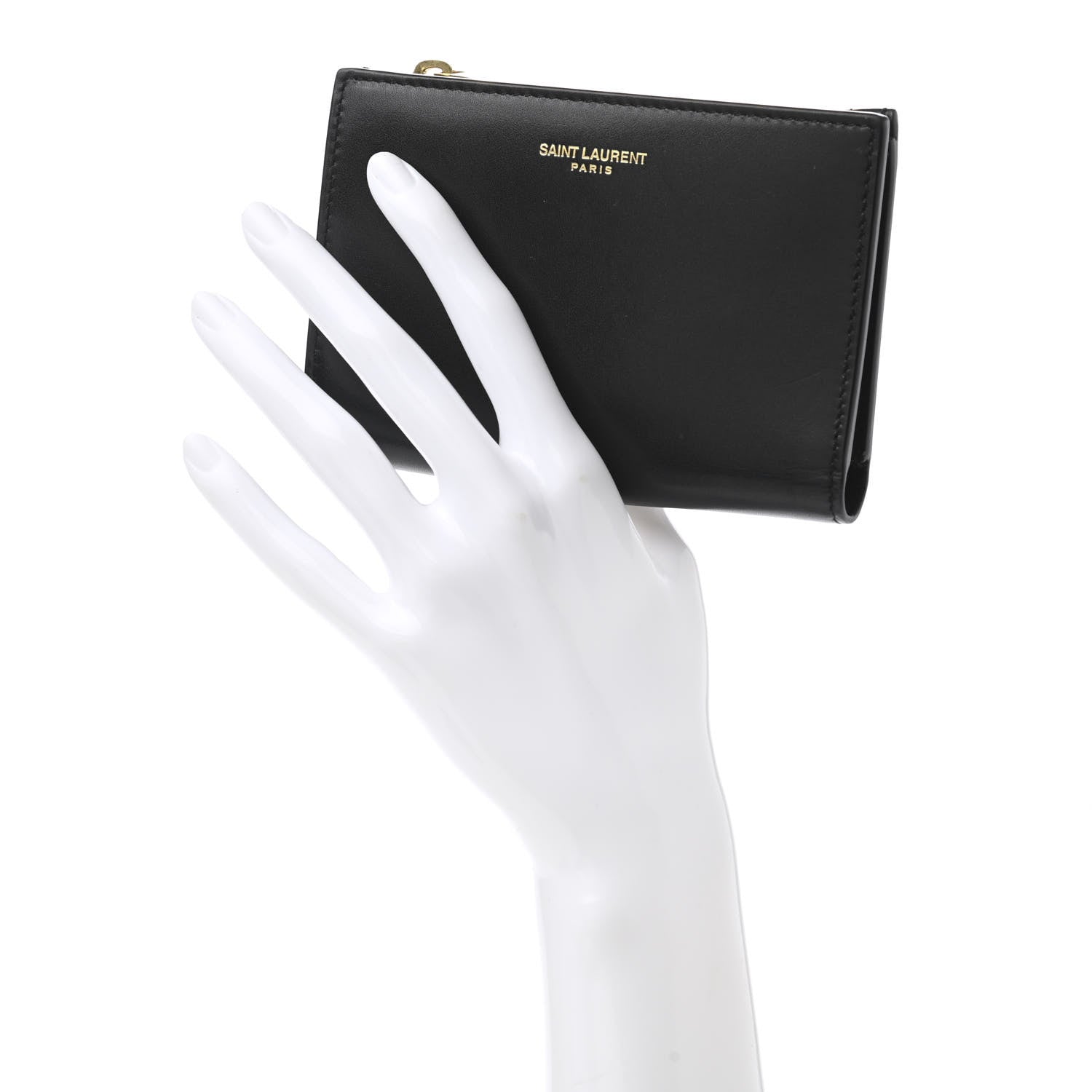 Saint Laurent Calfskin Monogram Bi-Fold Zipped Wallet Black 2 of 8