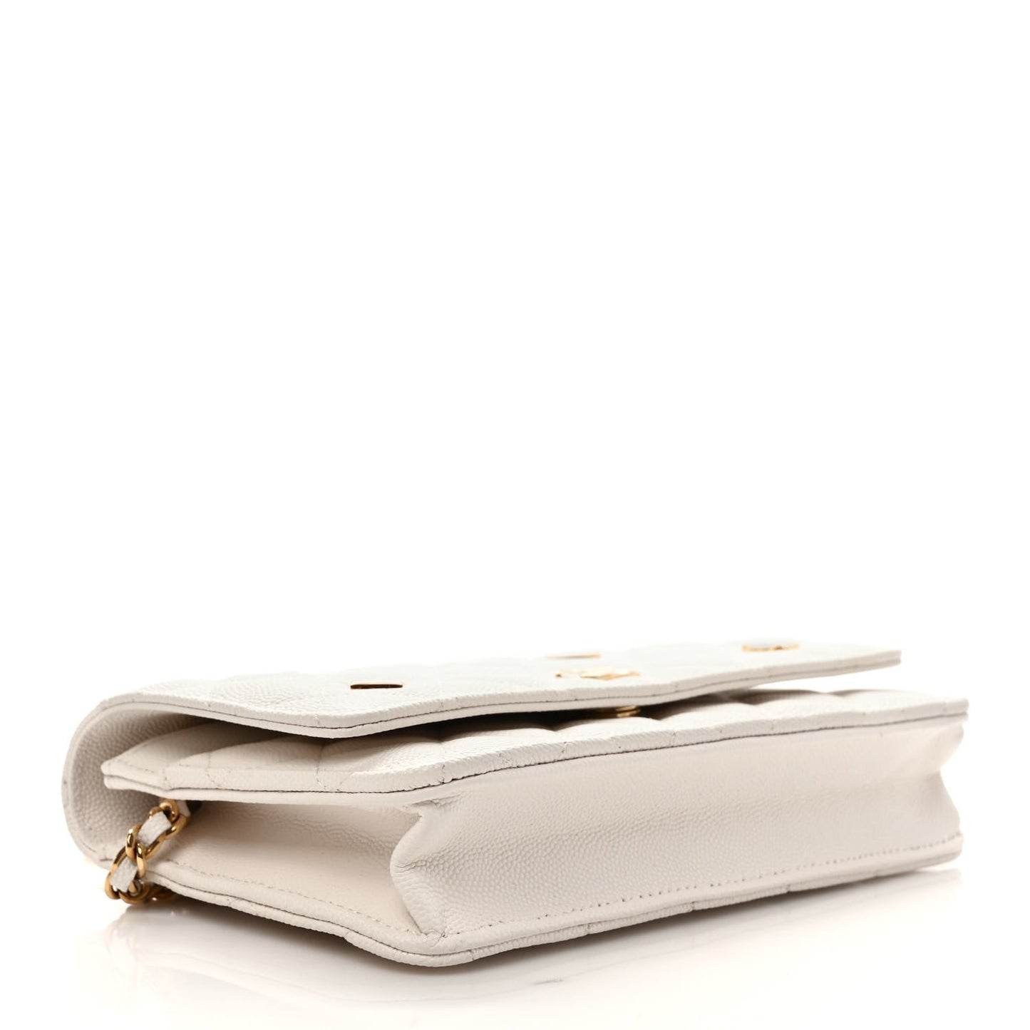 Caviar Quilted Enamel Coco Casino Wallet On Chain WOC White