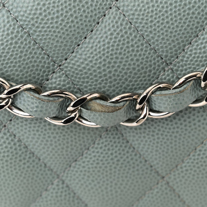 Chanel Caviar Quilted Medium Double Flap Light Blue 16 of 17