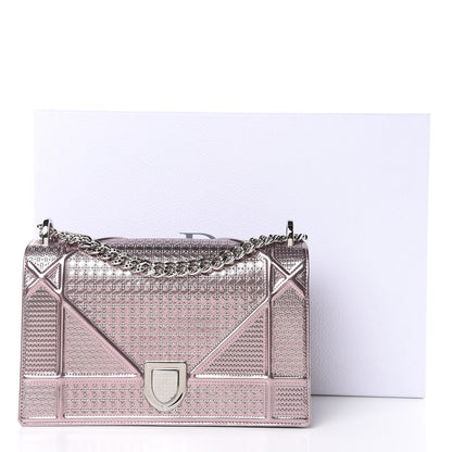 Christian Dior Metallic Patent Micro-Cannage Medium Diorama Flap Bag Pink 9 of 9