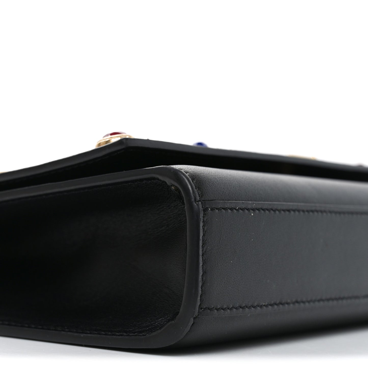 Calfskin Crystal Medium Monogram Kate Satchel Black