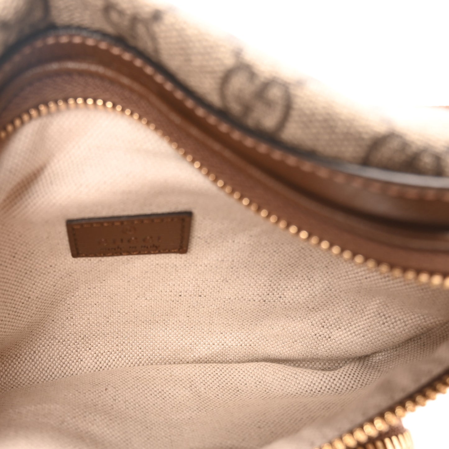 GG Supreme Monogram Textured Calfskin Retro Interlocking G Belt Bag Beige Ebony Brown Sugar