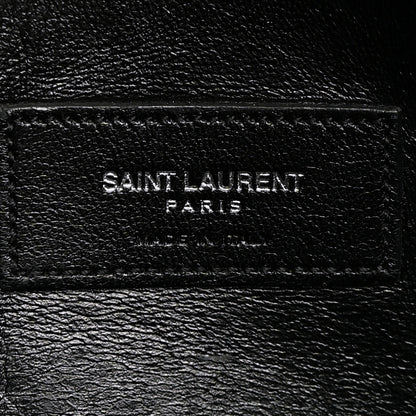Saint Laurent Calfskin Crocodile Embossed Medium West Hollywood Monogram Fold-Over Grey 7 of 12