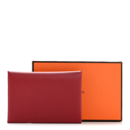 Hermes Epsom Verso Calvi Duo Card Case Rouge Grenat Mauve Sylvestre 8 of 8