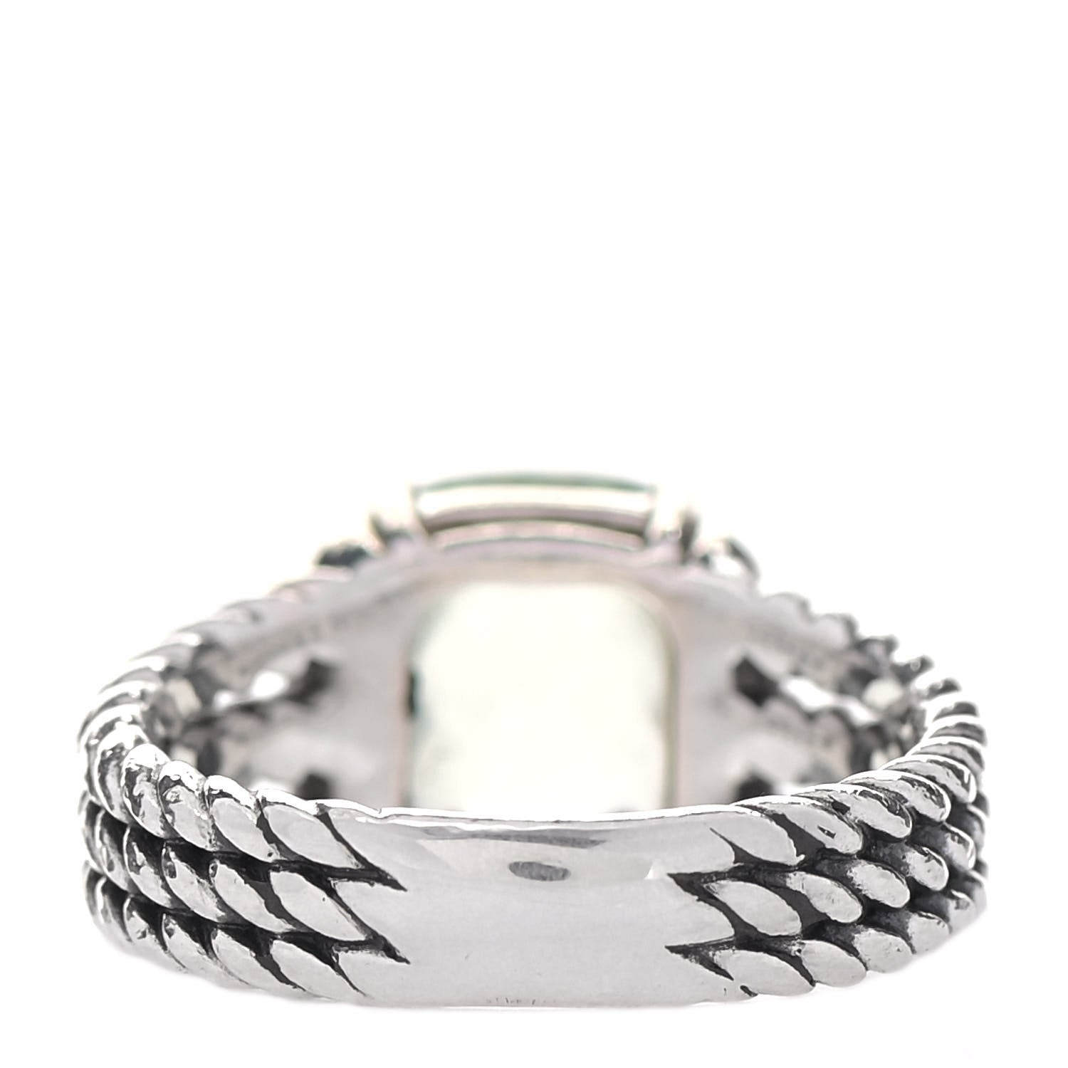 David Yurman Sterling Silver Diamond Prasiolite 10mm Petite Wheaton Ring 50 5.5 4 of 5