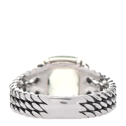 David Yurman Sterling Silver Diamond Prasiolite 10mm Petite Wheaton Ring 50 5.5 4 of 5