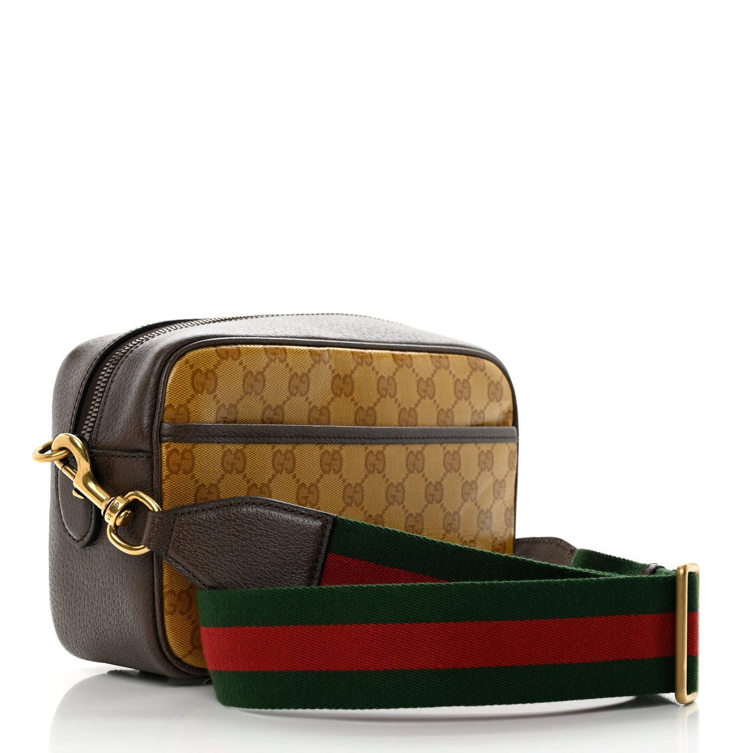 Gucci X ADIDAS Crystal Vintage Monogram Textured Dollar Calfskin Web Trefoil Logo Small Messenger Bag Mid Natural Nut Off White New Acero 2 of 10