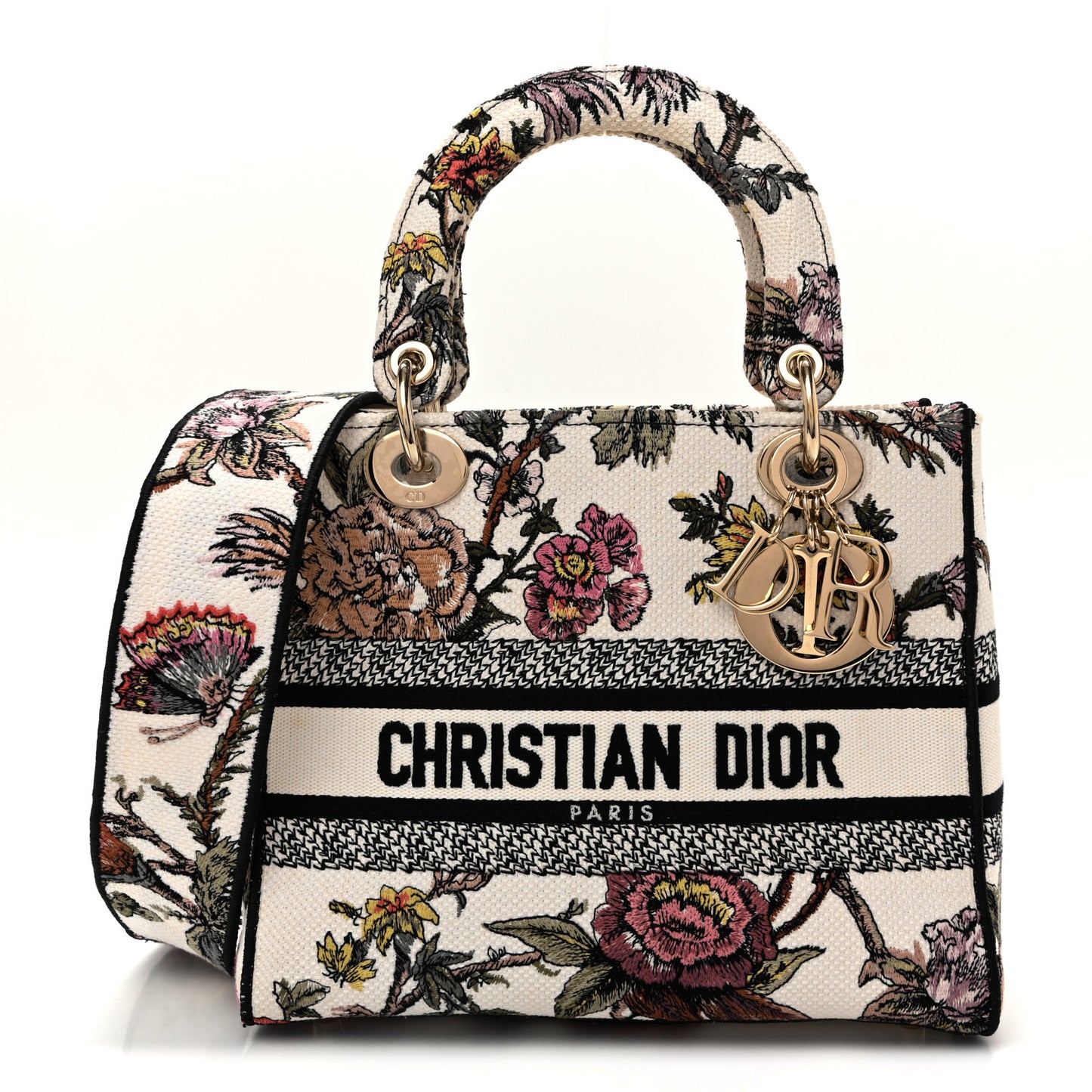 Canvas Embroidered Jardin Botanique Medium Lady D-Lite White Multicolor