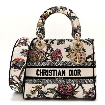 Christian Dior Canvas Embroidered Jardin Botanique Medium Lady D-Lite White Multicolor 1 of 12
