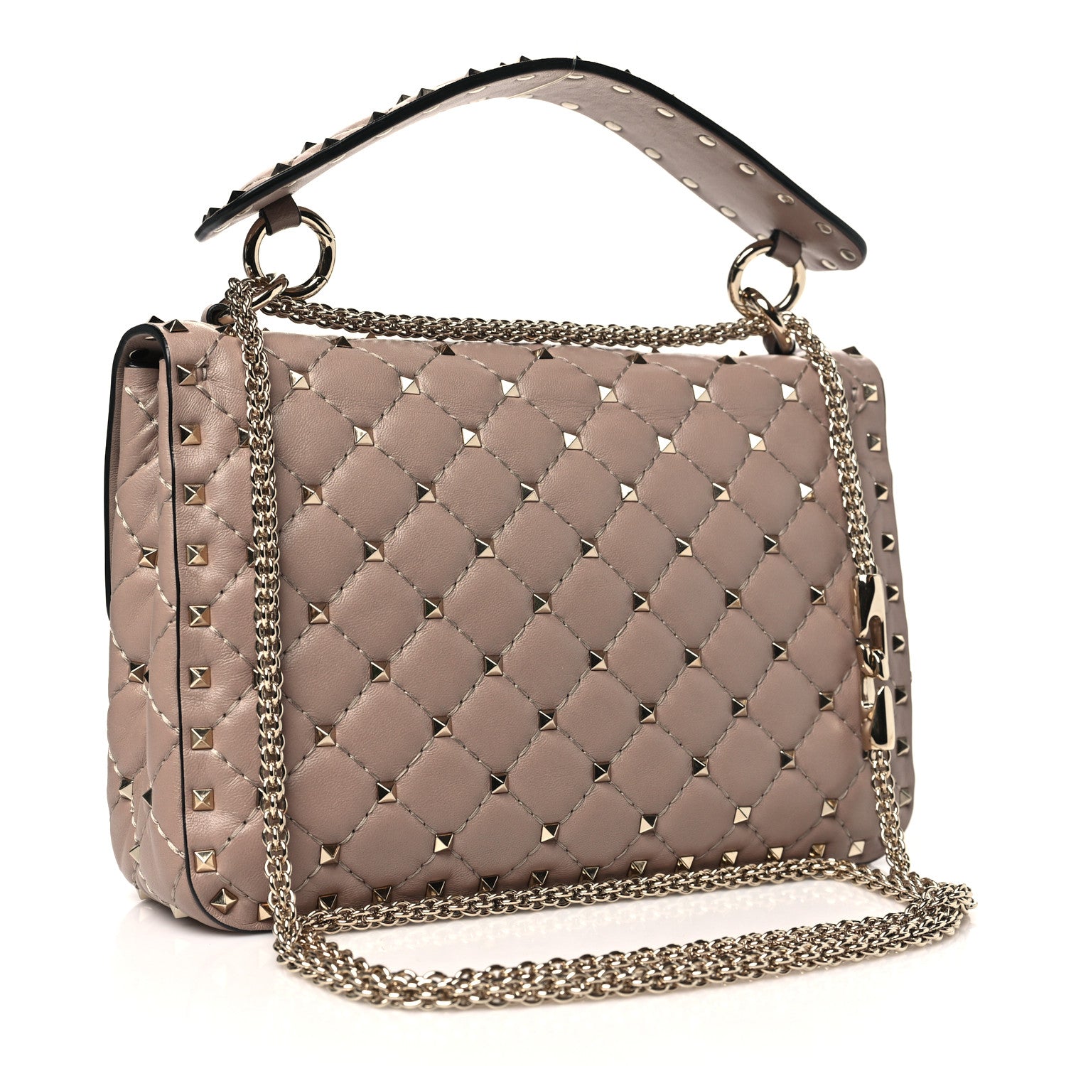 Valentino Garavani Lambskin Medium Rockstud Spike Shoulder Bag Poudre 3 of 9