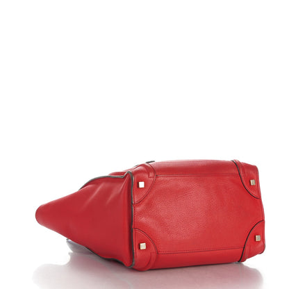 Celine Drummed Calfskin Mini Luggage Coquelicot 4 of 14