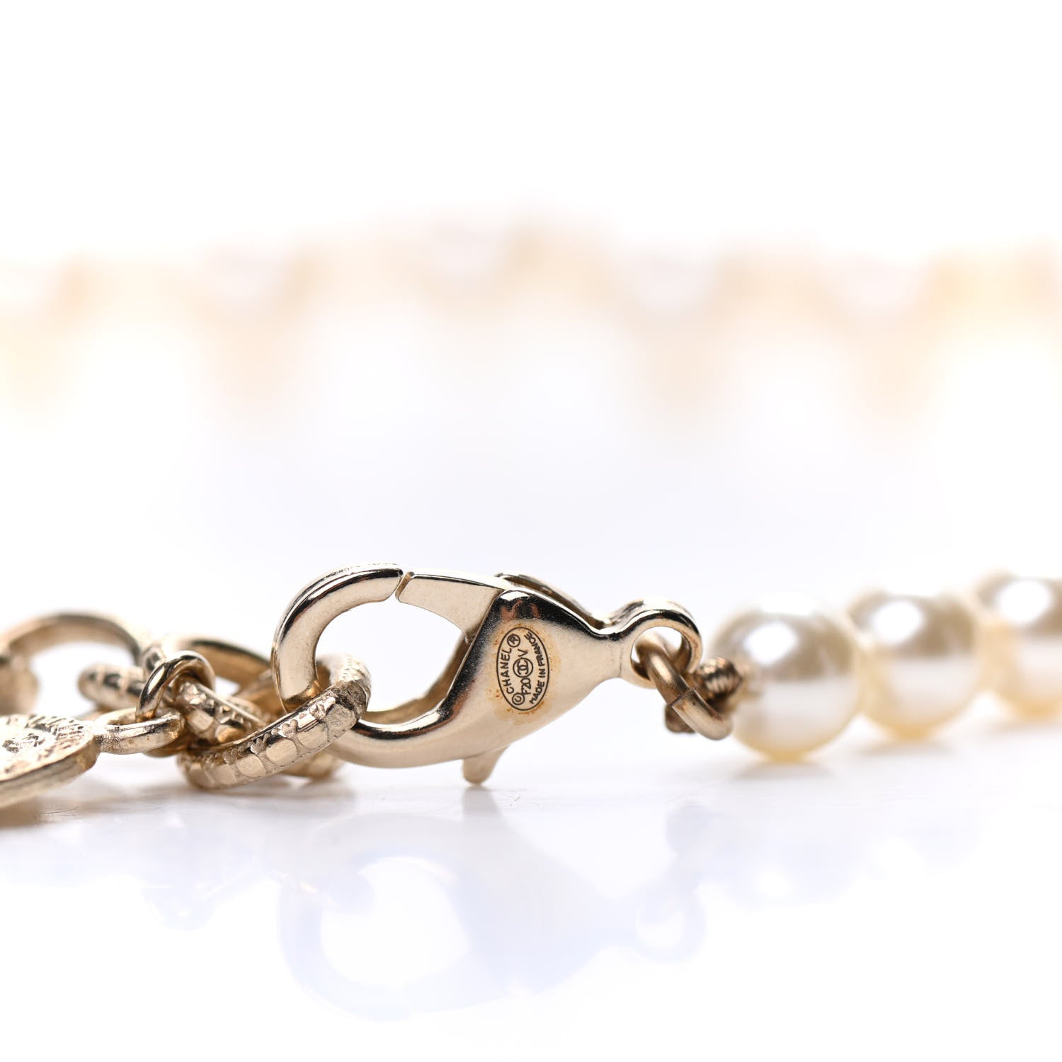 Chanel Pearl CC 100th Anniversary Necklace Light Gold 5 of 7