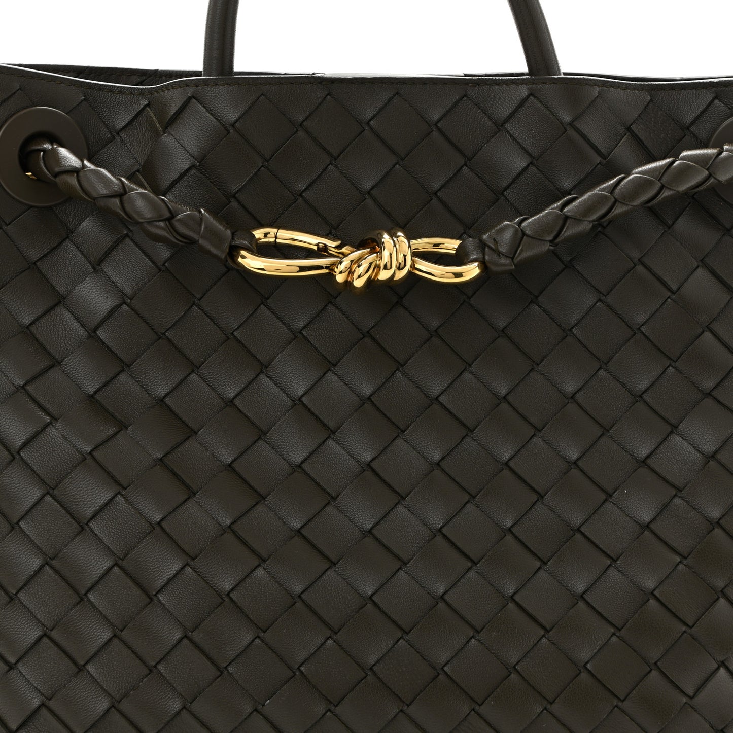 Nappa Intrecciato Medium Andiamo Shoulder Bag Kaki