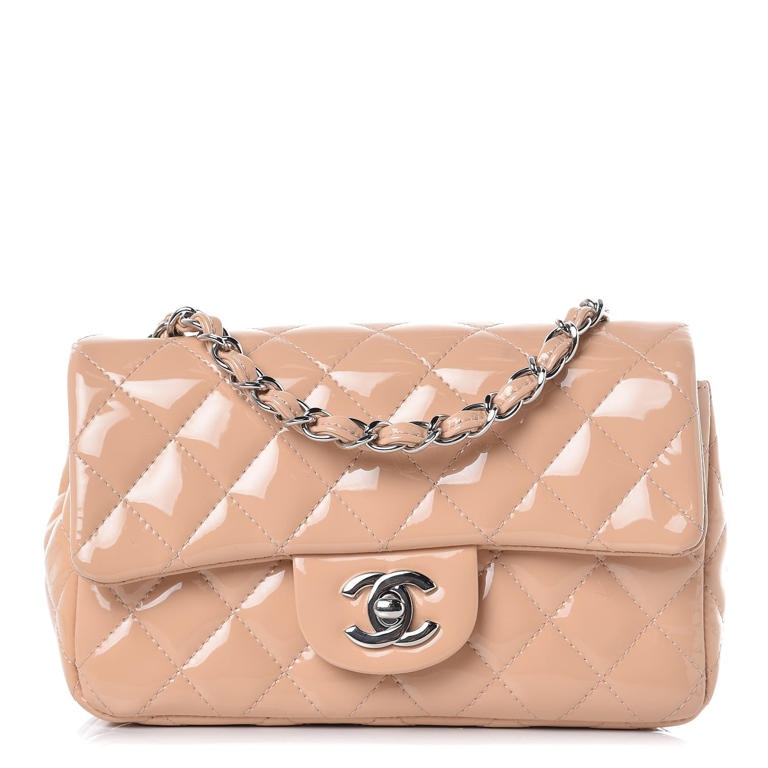 Chanel Patent Calfskin Quilted Mini Rectangular Flap Light Pink 1 of 10