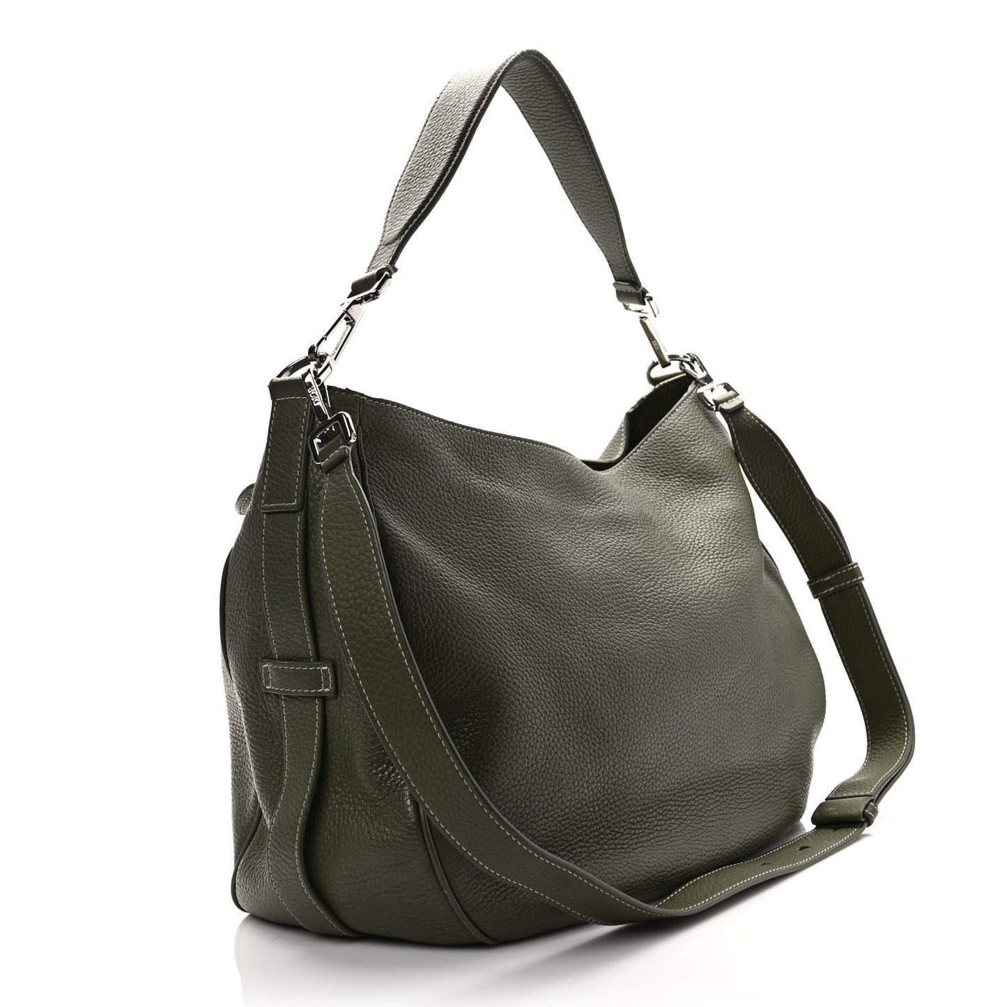 Grained Calfskin Mini Soft Saddle Bag Olive