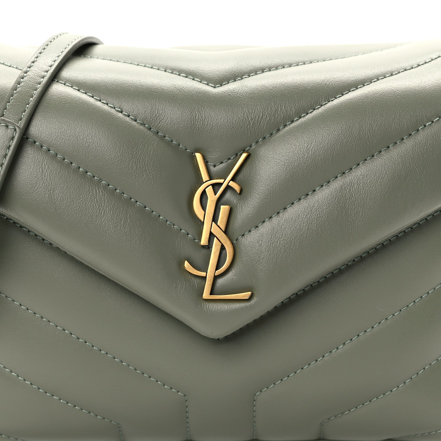 Saint Laurent Calfskin Y Quilted Monogram Toy Loulou Crossbody Bag Light Sage 8 of 11