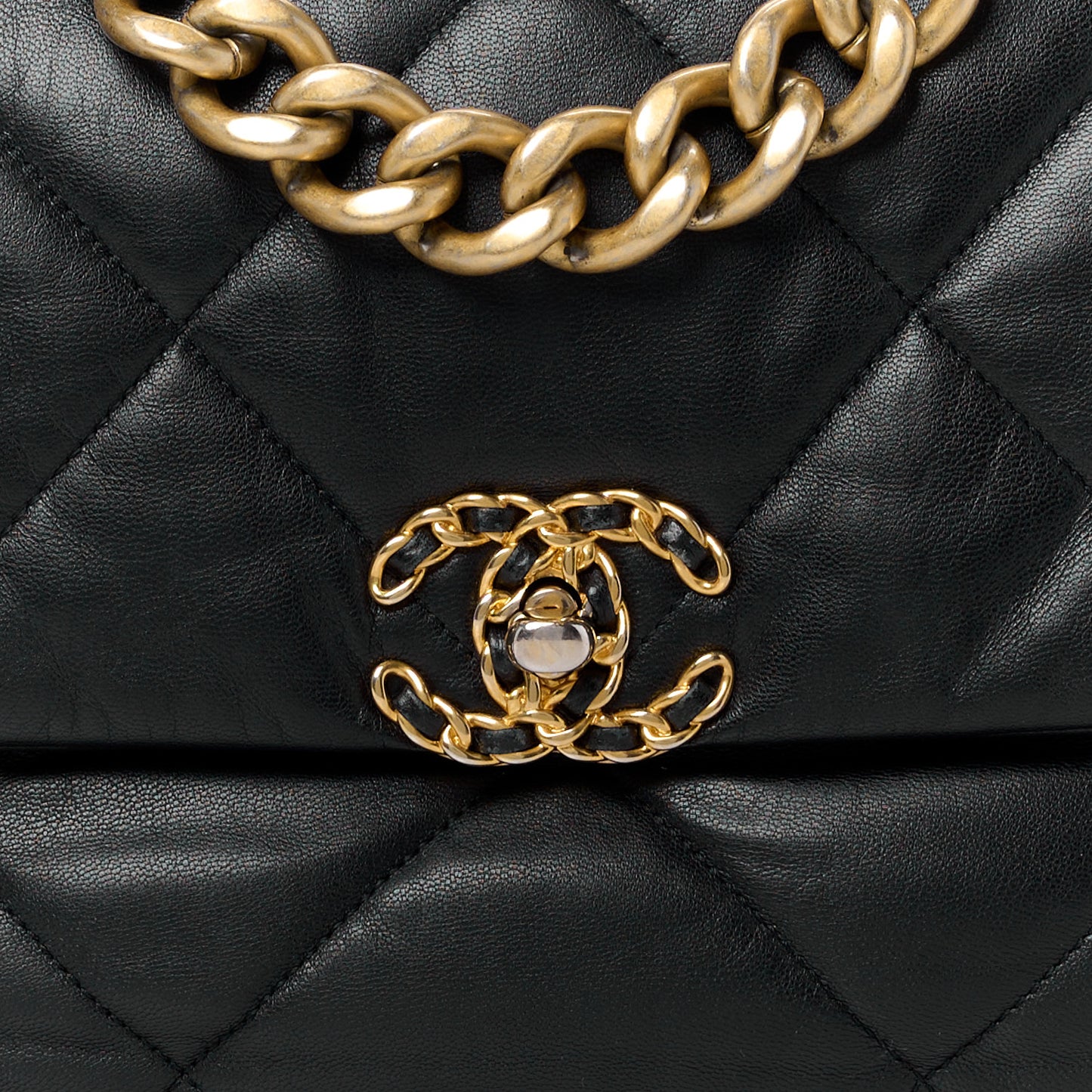 Lambskin Quilted Large Chanel 19 Flap Black