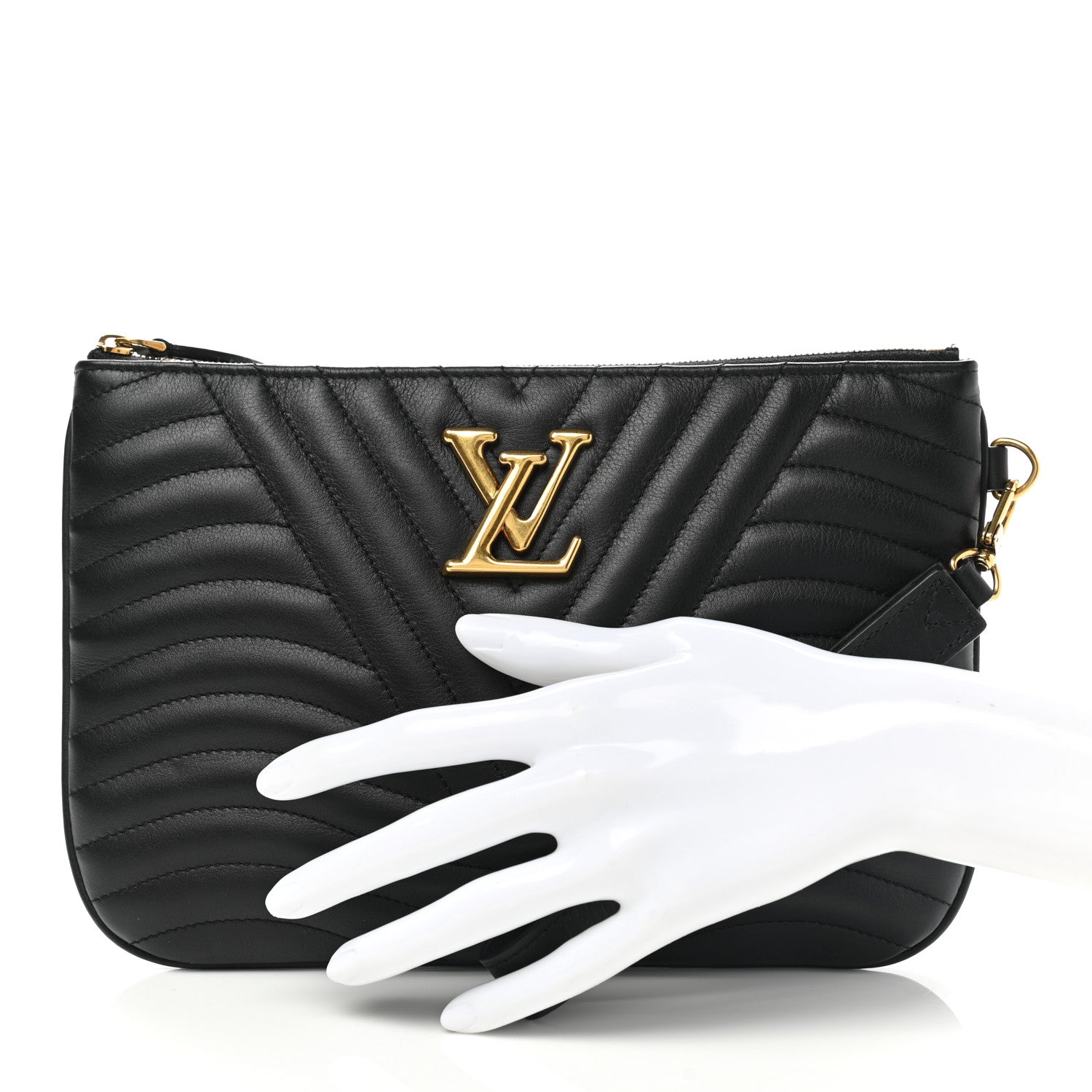 Louis Vuitton Calfskin New Wave Zipped Pochette Black 2 of 6