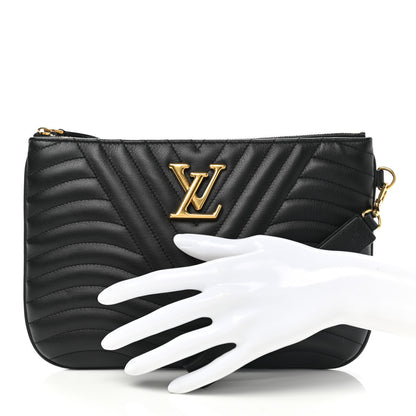 Louis Vuitton Calfskin New Wave Zipped Pochette Black 2 of 6