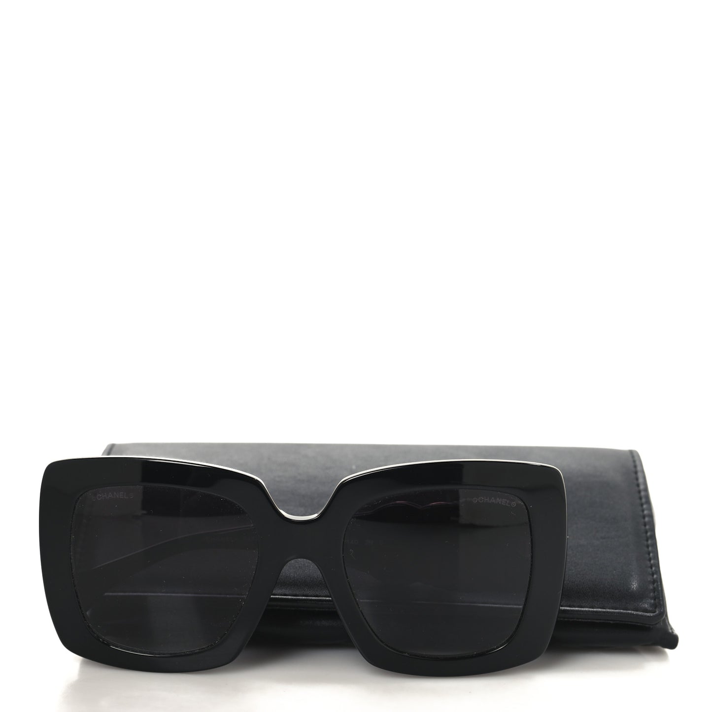 Acetate Calfskin Square Sunglasses 5474-Q-A Black